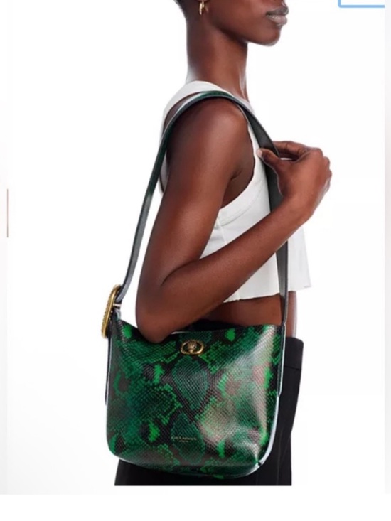 Kurt Geiger Handbags - Kurt Geiger Chelsea Snake Embossed Leather Shoulder Bag - Open Green